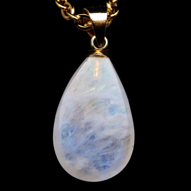 ムーンストーン ネックレス しずく ドロップ 6月 誕生石 天然石 レインボー ムーンストーン ペンダント 長石 moonstone