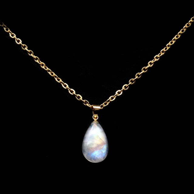 ムーンストーン ネックレス しずく ドロップ 6月 誕生石 天然石 レインボー ムーンストーン ペンダント 長石 moonstone