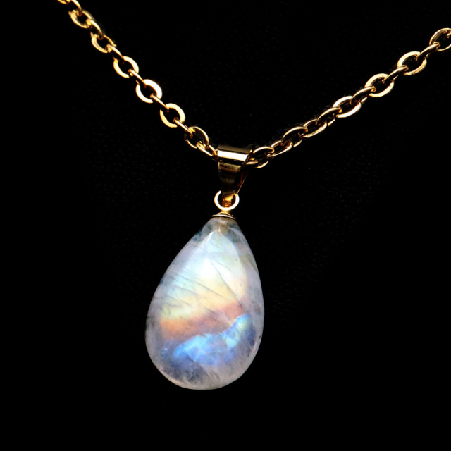 ムーンストーン ネックレス しずく ドロップ 6月 誕生石 天然石 レインボー ムーンストーン ペンダント 長石 moonstone