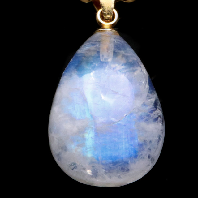 ムーンストーン ネックレス しずく ドロップ 6月 誕生石 天然石 レインボー ムーンストーン ペンダント 長石 moonstone