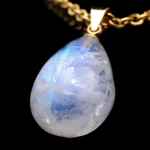 ムーンストーン ネックレス しずく ドロップ 6月 誕生石 天然石 レインボー ムーンストーン ペンダント 長石 moonstone