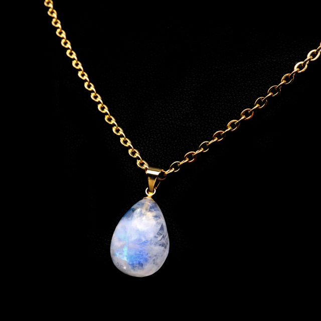 ムーンストーン ネックレス しずく ドロップ 6月 誕生石 天然石 レインボー ムーンストーン ペンダント 長石 moonstone