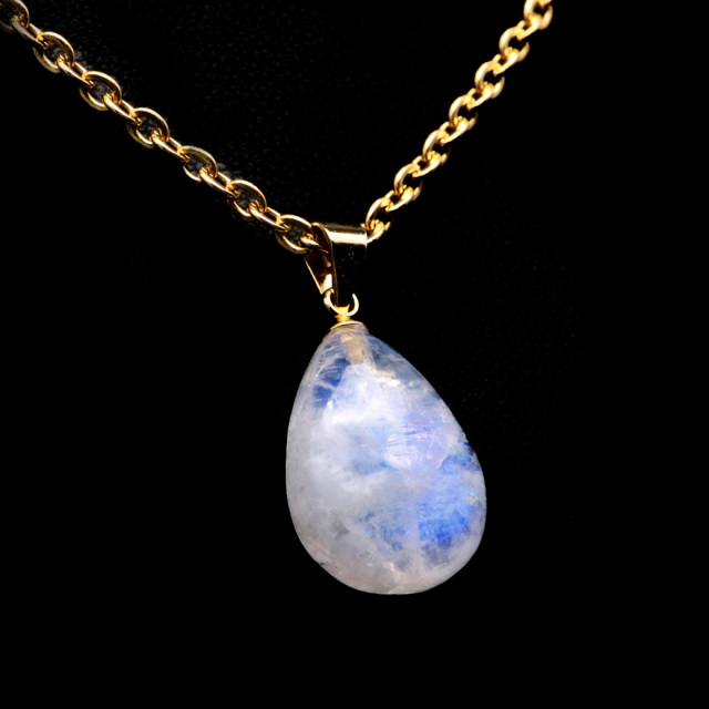 ムーンストーン ネックレス しずく ドロップ 6月 誕生石 天然石 レインボー ムーンストーン ペンダント 長石 moonstone
