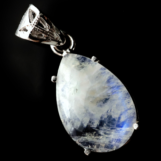 レインボー ムーンストーン ネックレス 6月 誕生石 天然石 ペンダント Siver925