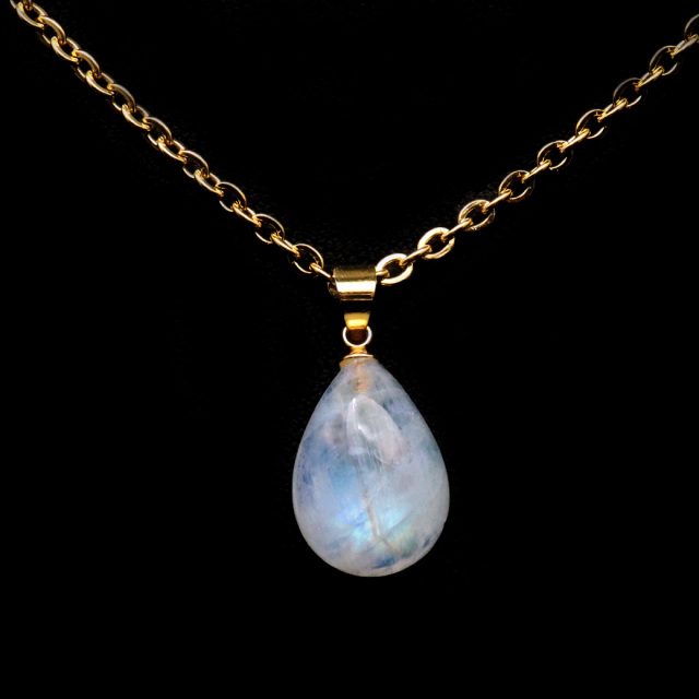 ムーンストーン ネックレス しずく ドロップ 6月 誕生石 天然石 レインボー ムーンストーン ペンダント 長石 moonstone