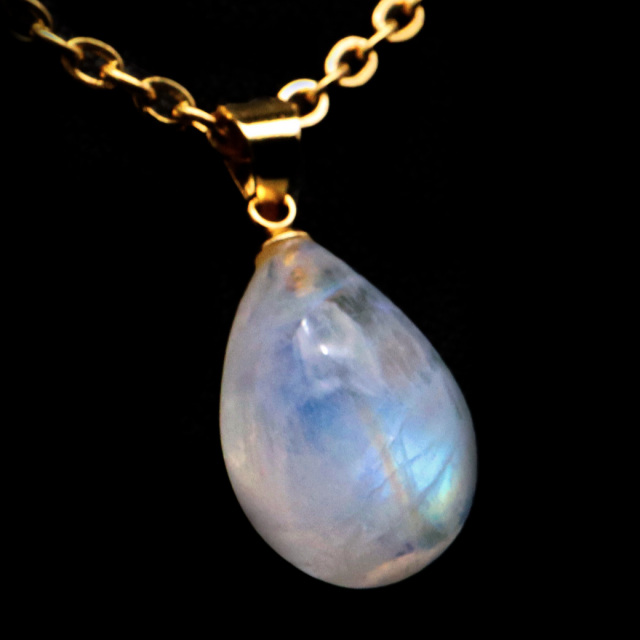 ムーンストーン ネックレス しずく ドロップ 6月 誕生石 天然石 レインボー ムーンストーン ペンダント 長石 moonstone