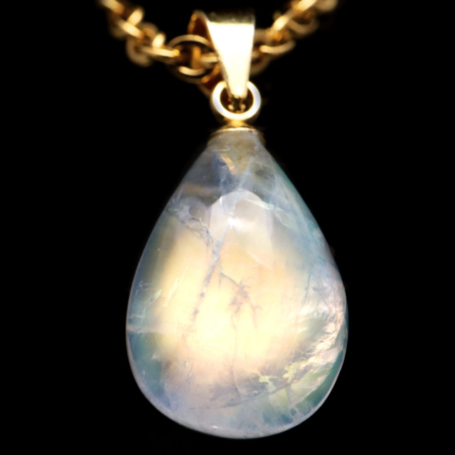 ムーンストーン ネックレス しずく ドロップ 6月 誕生石 天然石 レインボー ムーンストーン ペンダント 長石 moonstone