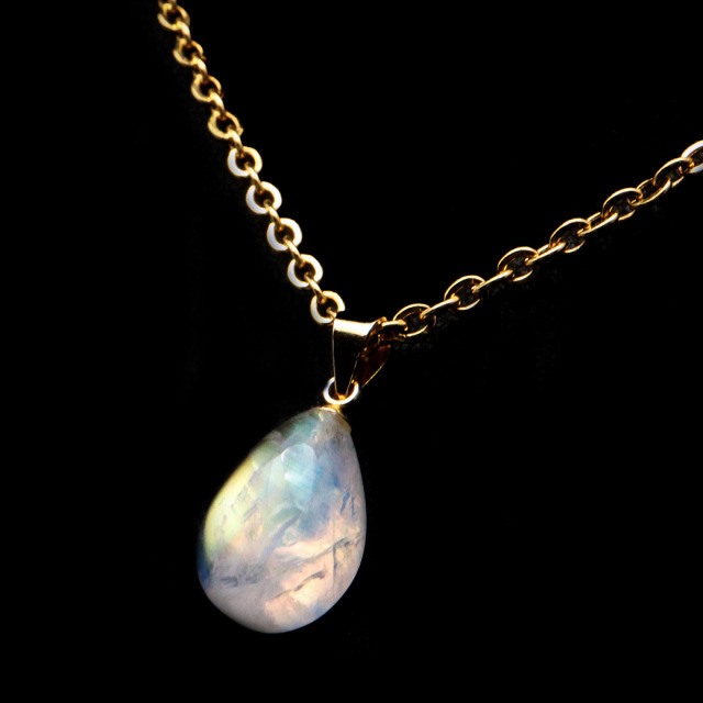ムーンストーン ネックレス しずく ドロップ 6月 誕生石 天然石 レインボー ムーンストーン ペンダント 長石 moonstone