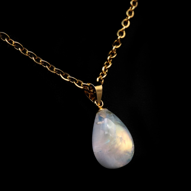 ムーンストーン ネックレス しずく ドロップ 6月 誕生石 天然石 レインボー ムーンストーン ペンダント 長石 moonstone