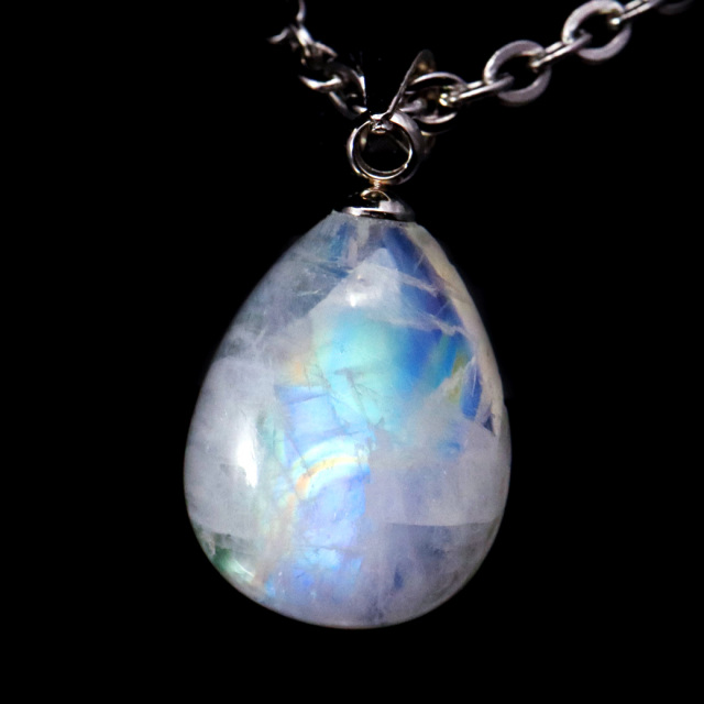 ムーンストーン ネックレス しずく ドロップ 6月 誕生石 天然石 レインボー ムーンストーン ペンダント 長石 moonstone