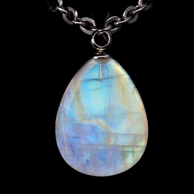 ムーンストーン ネックレス しずく ドロップ 6月 誕生石 天然石 レインボー ムーンストーン ペンダント 長石 moonstone