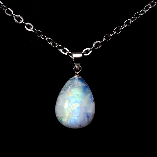 ムーンストーン ネックレス しずく ドロップ 6月 誕生石 天然石 レインボー ムーンストーン ペンダント 長石 moonstone