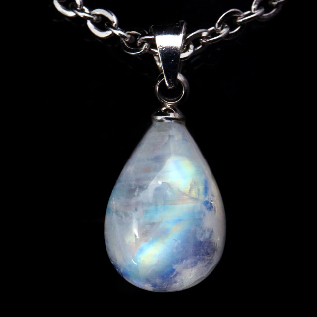 ムーンストーン ネックレス しずく ドロップ 6月 誕生石 天然石 レインボー ムーンストーン ペンダント 長石 moonstone
