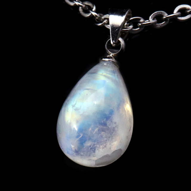 ムーンストーン ネックレス しずく ドロップ 6月 誕生石 天然石 レインボー ムーンストーン ペンダント 長石 moonstone
