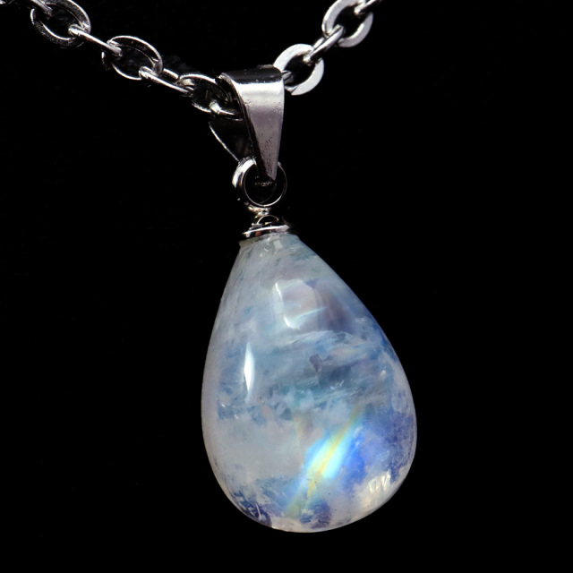 ムーンストーン ネックレス しずく ドロップ 6月 誕生石 天然石 レインボー ムーンストーン ペンダント 長石 moonstone