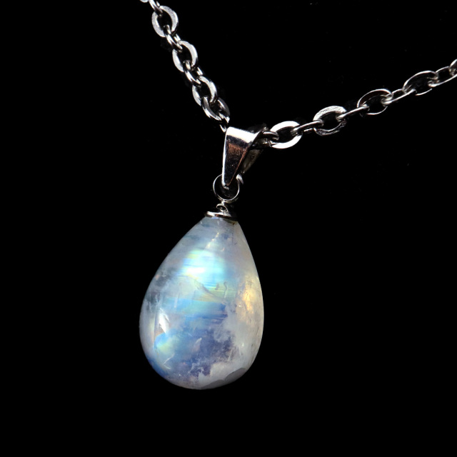ムーンストーン ネックレス しずく ドロップ 6月 誕生石 天然石 レインボー ムーンストーン ペンダント 長石 moonstone