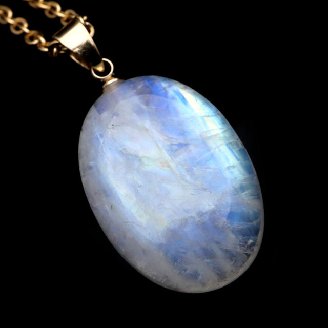 ムーンストーン ネックレス 6月 誕生石 天然石 レインボー ムーンストーン ペンダント 長石 moonstone 1点物