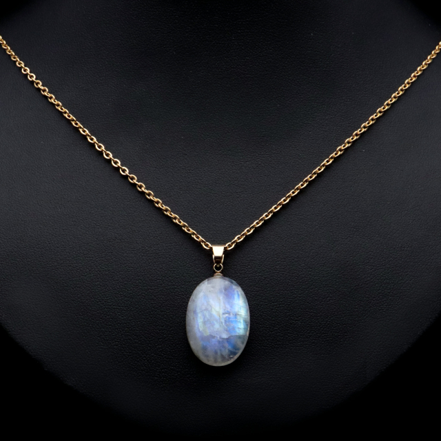 ムーンストーン ネックレス 6月 誕生石 天然石 レインボー ムーンストーン ペンダント 長石 moonstone 1点物