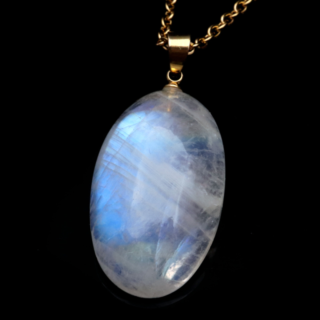 ムーンストーン ネックレス 6月 誕生石 天然石 レインボー ムーンストーン ペンダント 長石 moonstone 1点物