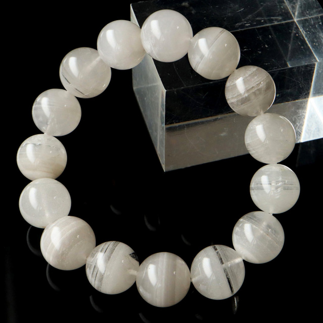 ホワイトファントム クォーツ 千層ガーデン ブレスレット 15.5mm 1点物