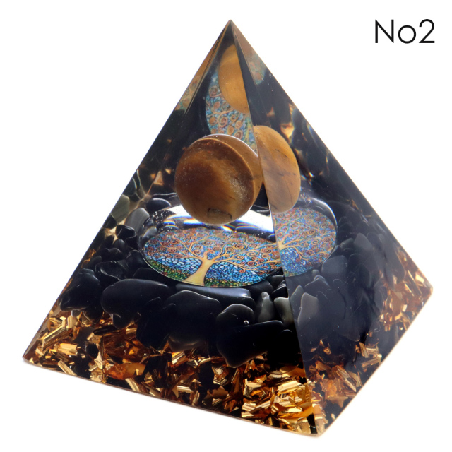 訳あり オルゴナイト ピラミッド Lサイズ アメジスト ラピスラズリ 丸玉入り チャクラ orgonite pyramid 置物 天然石 パワーストーン