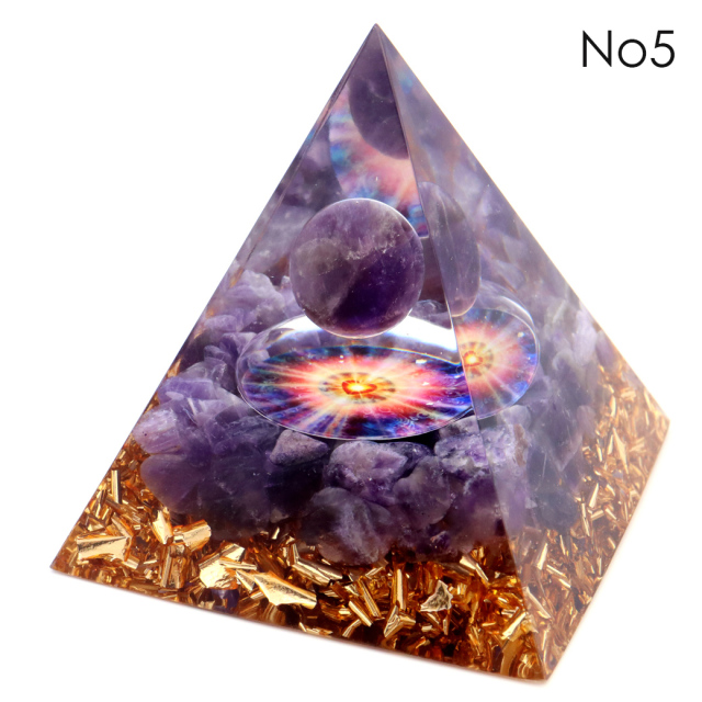 訳あり オルゴナイト ピラミッド Lサイズ アメジスト ラピスラズリ 丸玉入り チャクラ orgonite pyramid 置物 天然石 パワーストーン