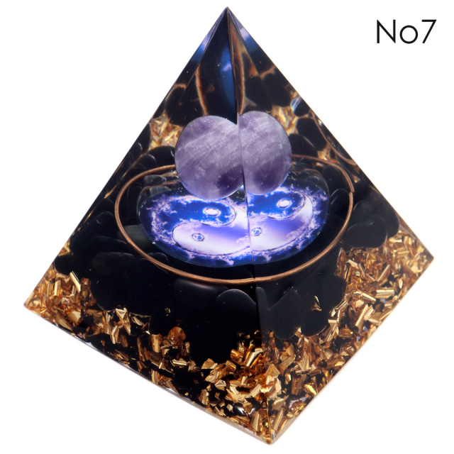 訳あり オルゴナイト ピラミッド Lサイズ アメジスト ラピスラズリ 丸玉入り チャクラ orgonite pyramid 置物 天然石 パワーストーン