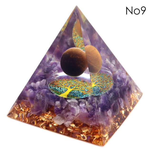 訳あり オルゴナイト ピラミッド Lサイズ アメジスト ラピスラズリ 丸玉入り チャクラ orgonite pyramid 置物 天然石 パワーストーン