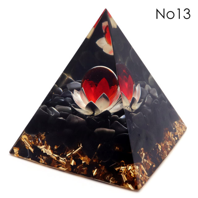 訳あり オルゴナイト ピラミッド Lサイズ アメジスト ラピスラズリ 丸玉入り チャクラ orgonite pyramid 置物 天然石 パワーストーン