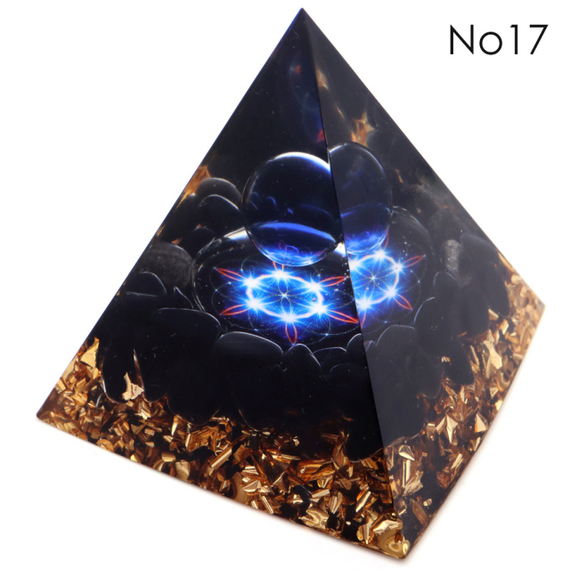訳あり オルゴナイト ピラミッド Lサイズ アメジスト ラピスラズリ 丸玉入り チャクラ orgonite pyramid 置物 天然石 パワーストーン