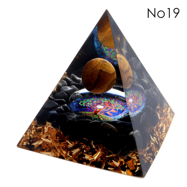 訳あり オルゴナイト ピラミッド Lサイズ アメジスト ラピスラズリ 丸玉入り チャクラ orgonite pyramid 置物 天然石 パワーストーン