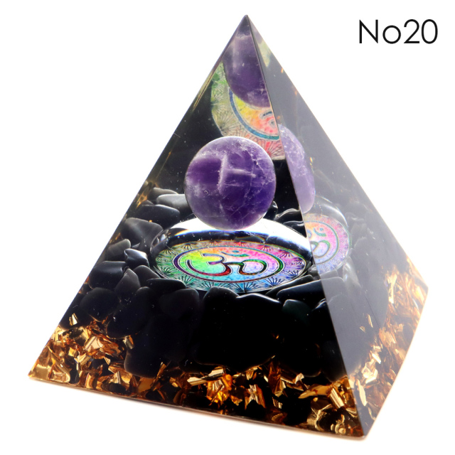 訳あり オルゴナイト ピラミッド Lサイズ アメジスト ラピスラズリ 丸玉入り チャクラ orgonite pyramid 置物 天然石 パワーストーン