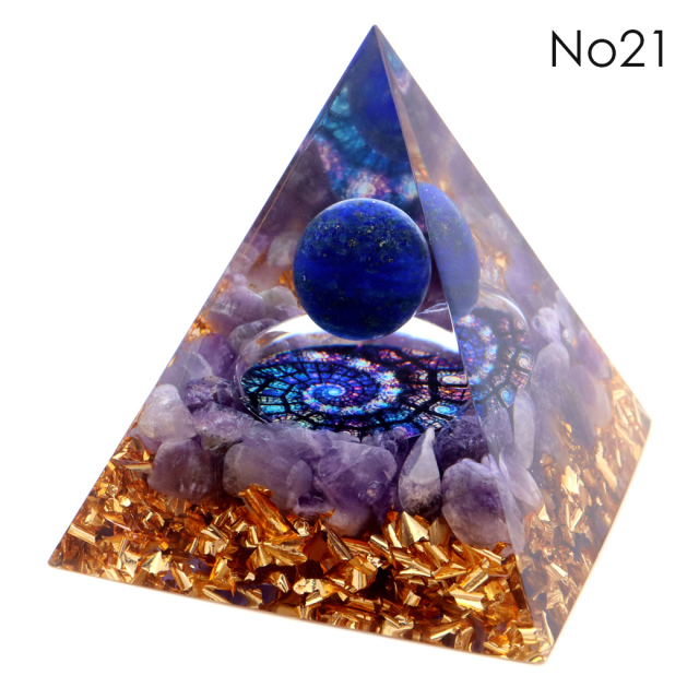 訳あり オルゴナイト ピラミッド Lサイズ アメジスト ラピスラズリ 丸玉入り チャクラ orgonite pyramid 置物 天然石 パワーストーン