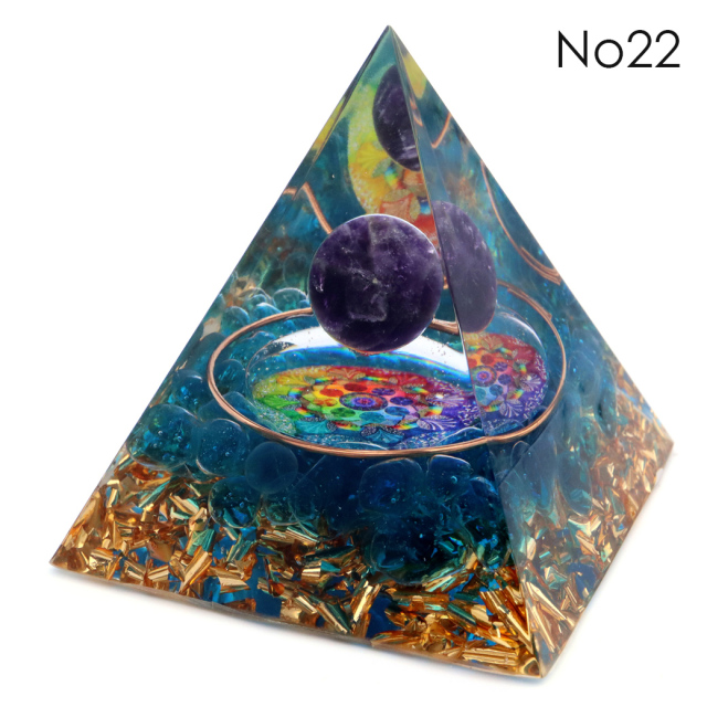 訳あり オルゴナイト ピラミッド Lサイズ アメジスト ラピスラズリ 丸玉入り チャクラ orgonite pyramid 置物 天然石 パワーストーン