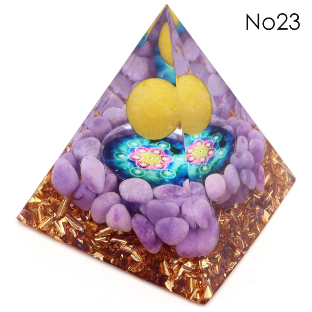 訳あり オルゴナイト ピラミッド Lサイズ アメジスト ラピスラズリ 丸玉入り チャクラ orgonite pyramid 置物 天然石 パワーストーン