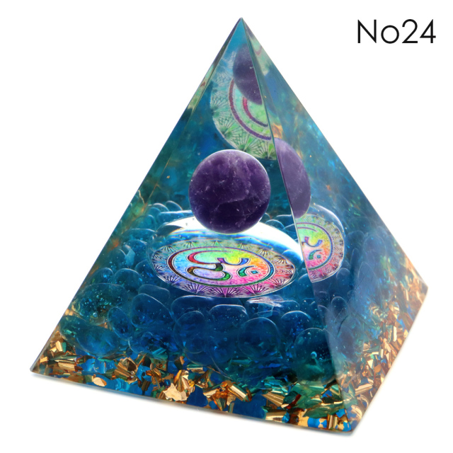 訳あり オルゴナイト ピラミッド Lサイズ アメジスト ラピスラズリ 丸玉入り チャクラ orgonite pyramid 置物 天然石 パワーストーン