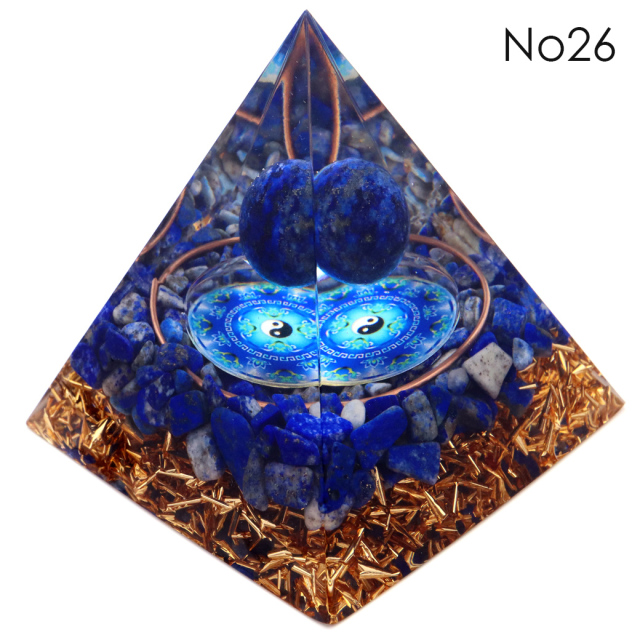 訳あり オルゴナイト ピラミッド Lサイズ アメジスト ラピスラズリ 丸玉入り チャクラ orgonite pyramid 置物 天然石 パワーストーン