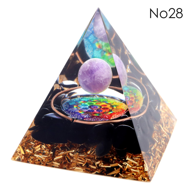 訳あり オルゴナイト ピラミッド Lサイズ アメジスト ラピスラズリ 丸玉入り チャクラ orgonite pyramid 置物 天然石 パワーストーン