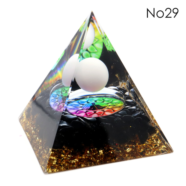 訳あり オルゴナイト ピラミッド Lサイズ アメジスト ラピスラズリ 丸玉入り チャクラ orgonite pyramid 置物 天然石 パワーストーン