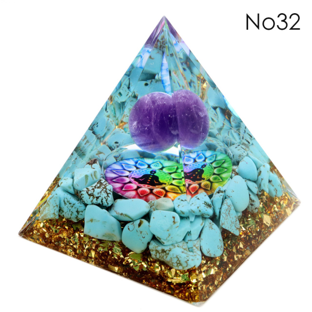 訳あり オルゴナイト ピラミッド Lサイズ アメジスト ラピスラズリ 丸玉入り チャクラ orgonite pyramid 置物 天然石 パワーストーン