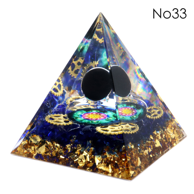 訳あり オルゴナイト ピラミッド Lサイズ アメジスト ラピスラズリ 丸玉入り チャクラ orgonite pyramid 置物 天然石 パワーストーン