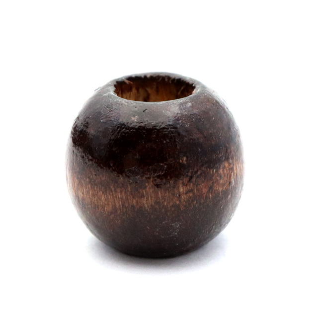 ウッドビーズ パーツ 12mm 太穴 50個入り 木製 焦げ茶 ブラウン 大穴