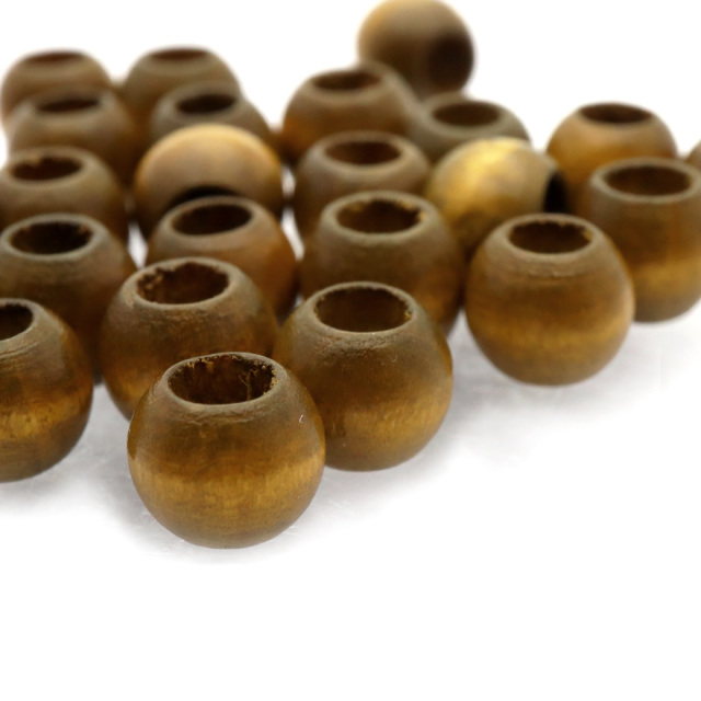 ウッドビーズ パーツ 8mm 太穴 50個入り 木製 ライトブラウン 大穴 アクセサリー スペーサー 丸 太い穴 ラウンド