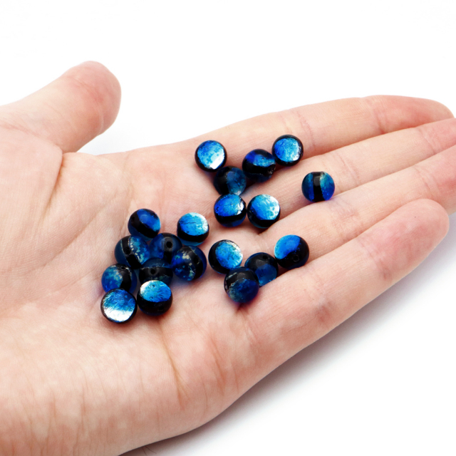 ヨナグニブルー ホタルガラス 8mm 光る 粒売り 1粒 とんぼ玉 沖縄 お土産 与那国島