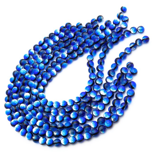 ヨナグニブルー ホタルガラス 10mm 光る 一連 ビーズ売り(40粒) 沖縄 お土産 与那国島