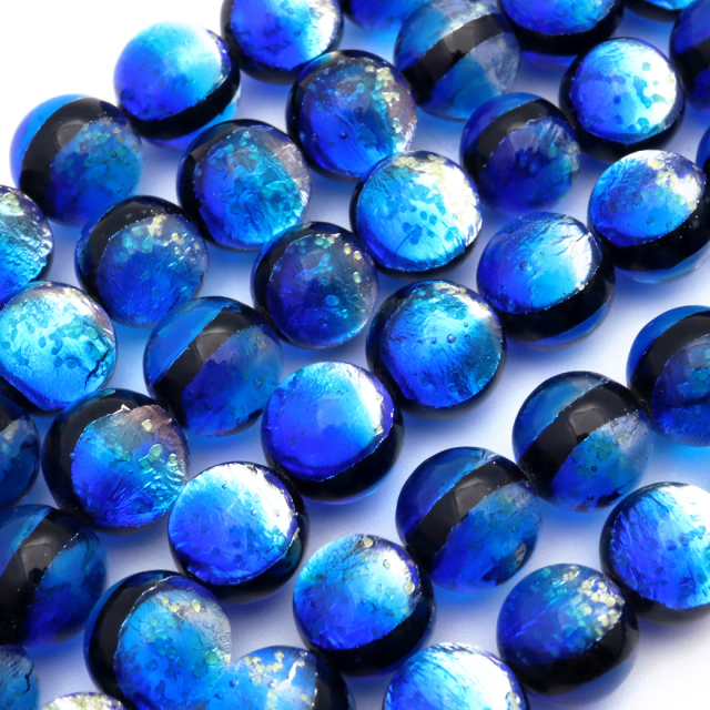 ヨナグニブルー ホタルガラス 10mm 光る 一連 ビーズ売り(40粒) 沖縄 お土産 与那国島