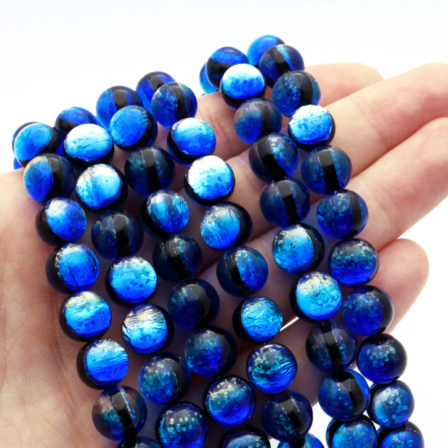 ヨナグニブルー ホタルガラス 10mm 光る 一連 ビーズ売り(40粒) 沖縄 お土産 与那国島