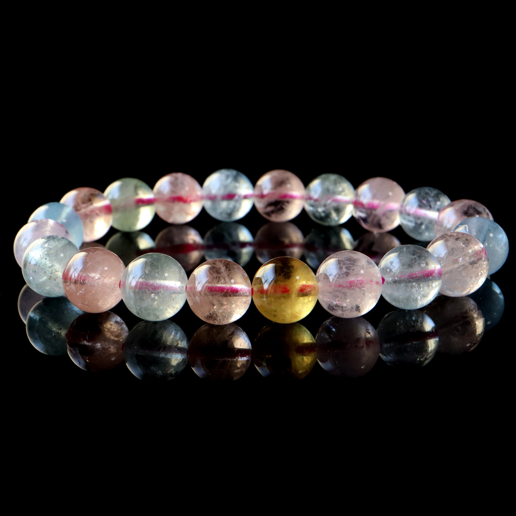 ミックスベリル ブレスレット 9.5mm AAA 天然石 1点物 高品質