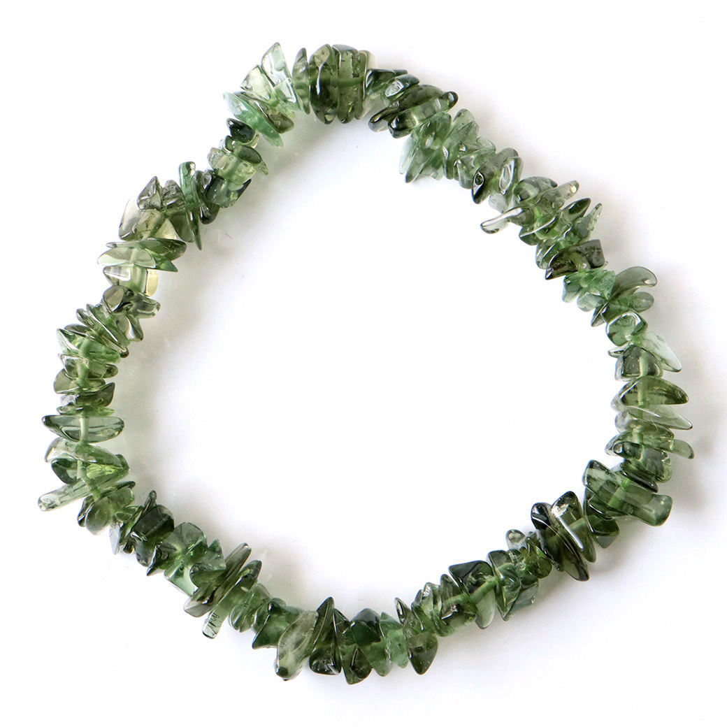 モルダバイト さざれ ブレスレット バレル・カット 高品質 天然石 1点物 母の日