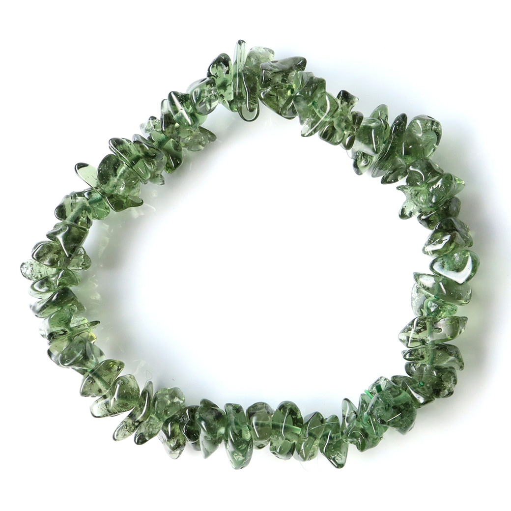 超高品質 モルダバイト さざれ ブレスレット バレル・カット 天然石 1点物